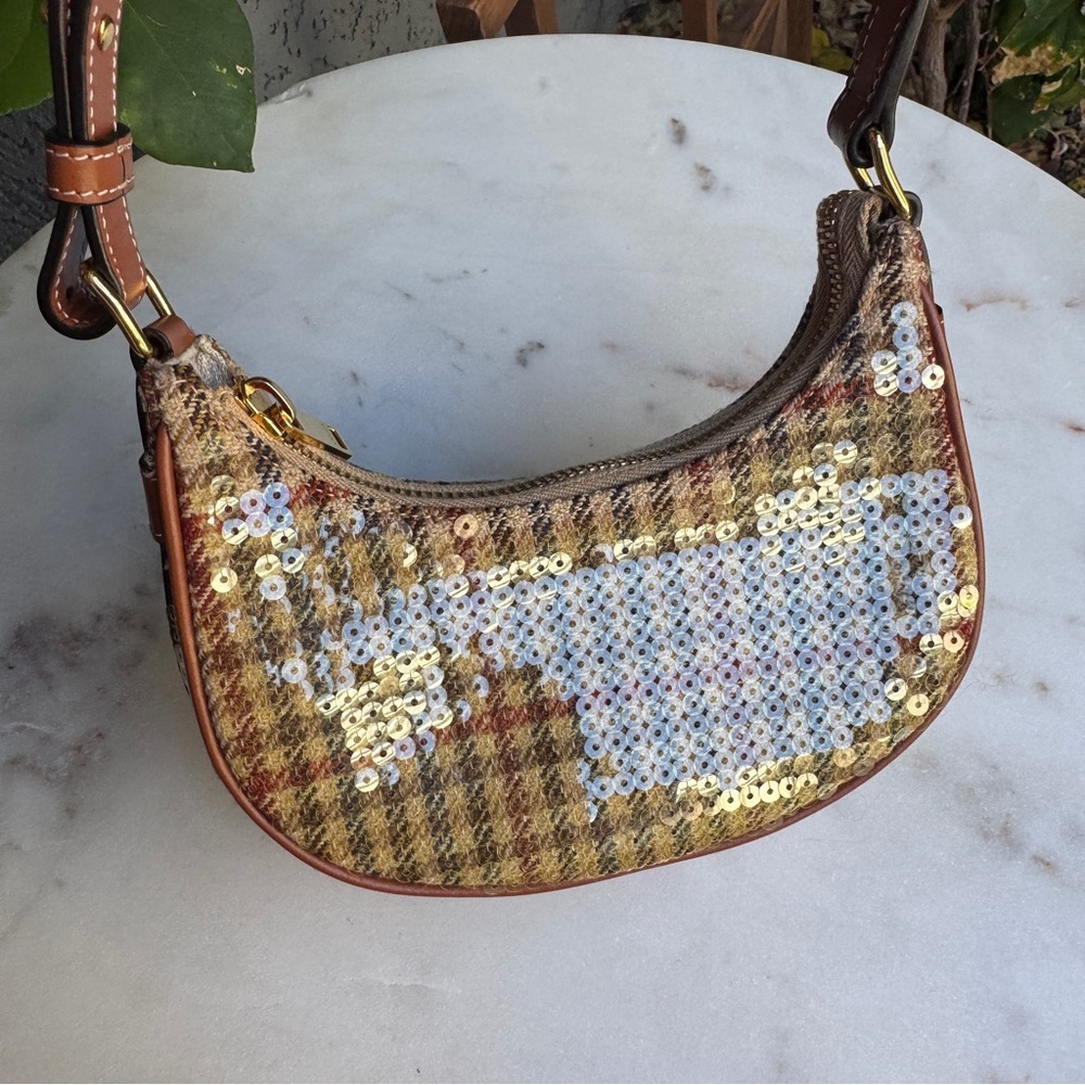 Celine Tweed & Sequin Mini Ava Crescent Shoulder Bag - Picture 5 of 16